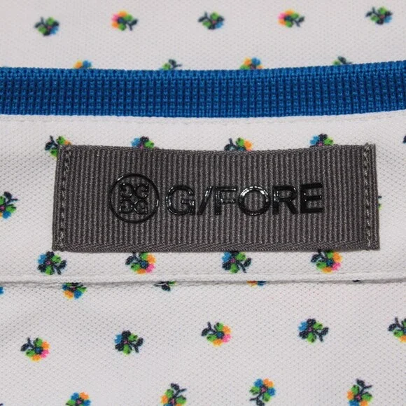 G/Fore NWT Short Sleeve Golf Polo Shirt Size L in White / Multi Floral Print